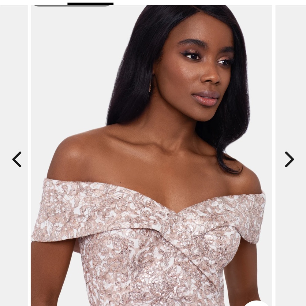 Xscape formal off the shoulder dress in jewel tones size 16.